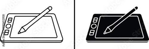 Graphic Drawing Tablet Icon – Digital Art Pad with Stylus Illustration