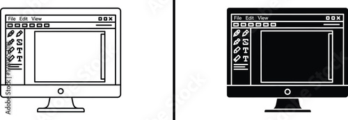 Graphic Design Software on Computer Screen – Digital Art and Editing Icon