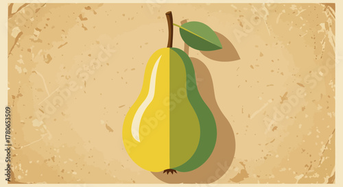 Stylized pear illustration with aged background offering a rustic appeal