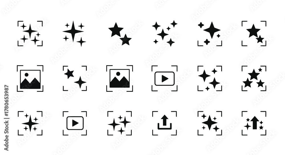 Fototapeta premium Collection of Sparkle and Shine Icons for Enhancing Designs and Adding Glamour