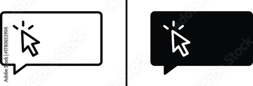 Chat Bubble with Cursor Icon – Online Message Click and Communication Symbol