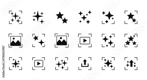 Collection of Sparkle and Shine Icons for Enhancing Designs and Adding Glamour