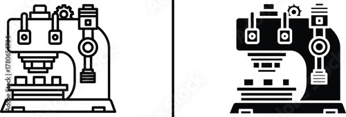 Hydraulic Press Machine Icon – Industrial Metal Forming Illustration