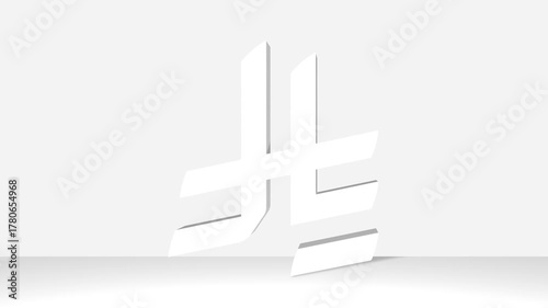 Perspective projections 3d Saudi riyal Sign character model icons on white background.  High detailed 3d Saudi riyal character. Animated Video