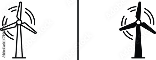 Wind Turbine Icon with Motion Lines – Renewable Energy Illustration