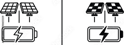 Solar Panel Charging Battery Icon – Renewable Energy Illustration