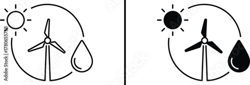 Renewable Energy Cycle Icon – Wind, Solar, and Water Sustainability