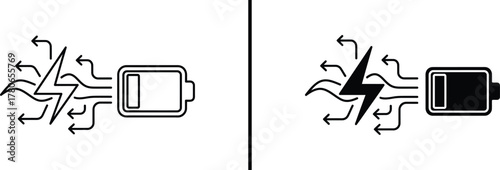 Electric Energy Flow to Battery Icon – Power and Charging Illustration