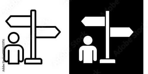 Direction Sign  Icon Set White Mix Style Collection