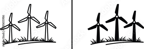 Wind Turbines Illustration – Renewable Energy and Sustainability Concept