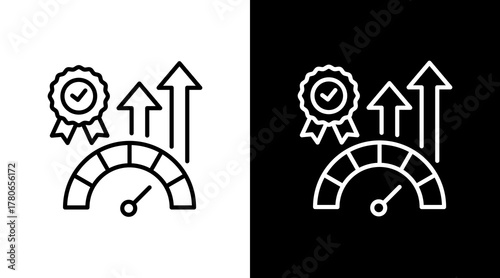 Quality Performance  White Icon Set Design