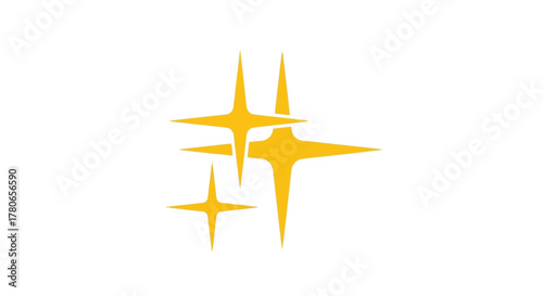 Bright Sparkling Yellow Stars on a White Background