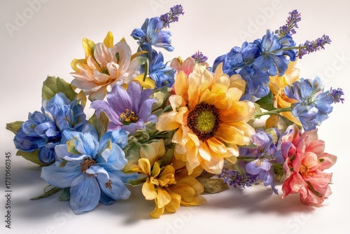 Colorful Floral Arrangement On White Background