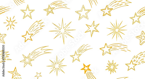 Doodle Starry Sky A Celestial Canvas with Shooting Stars and Shining Elements