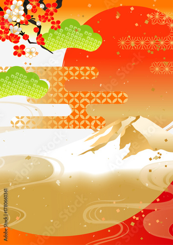 Fotomural 美しい和柄背景素材　年賀素材