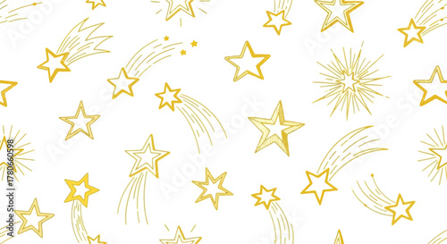 Seamless Pattern of Golden Stars A Celestial Dreamscape for Design