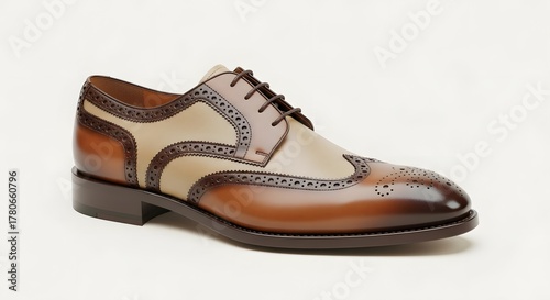 Wallpaper Mural Classic Two-Tone Leather Wingtip Oxford Dress Shoe on White Background Torontodigital.ca