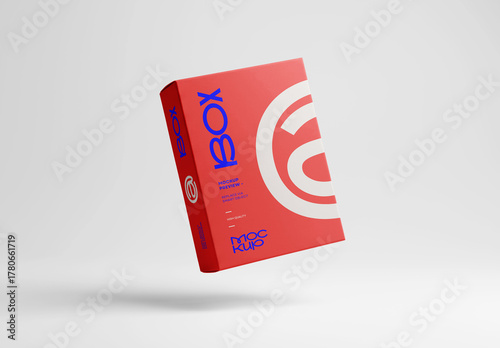 Floating Box Mockup – Realistic Packaging Design Presentation Template with Clean Minimal Scene