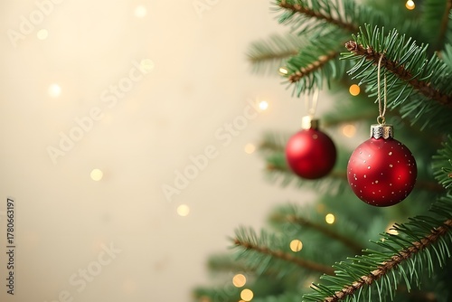 simple Seasonal, festive background image of bright, fun, cheerful holiday ornament, Christmas tree decoration, hanging tree ornament for decking the tree in December on plain background
