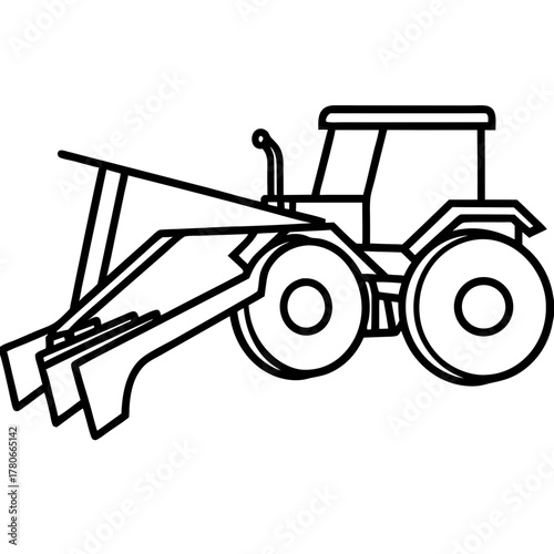 Plow line art vector