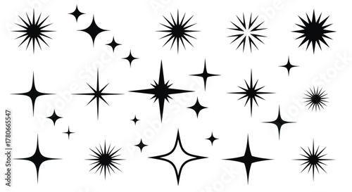 Collection of Sparkle and Starburst Icons, Vector Graphics for Design