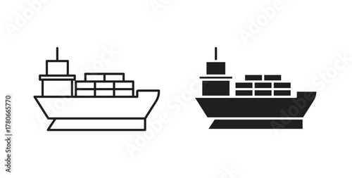 Container ship icon. Symbol, logo illustration. graphic icon set