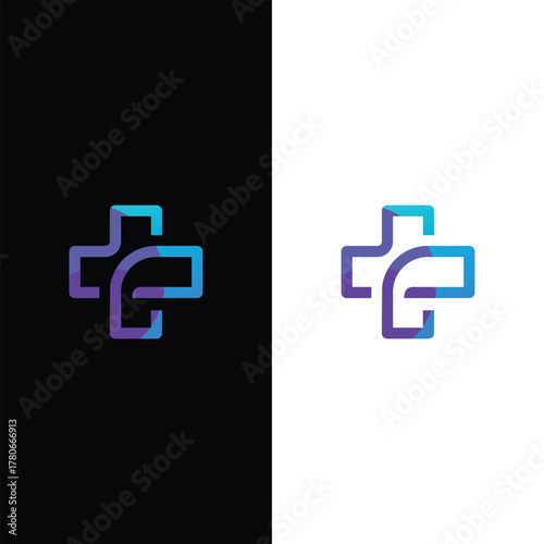 Abstract cross medical logo design