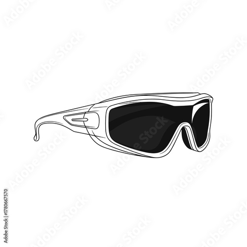 Sports sunglasses in modern design with dark lenses  