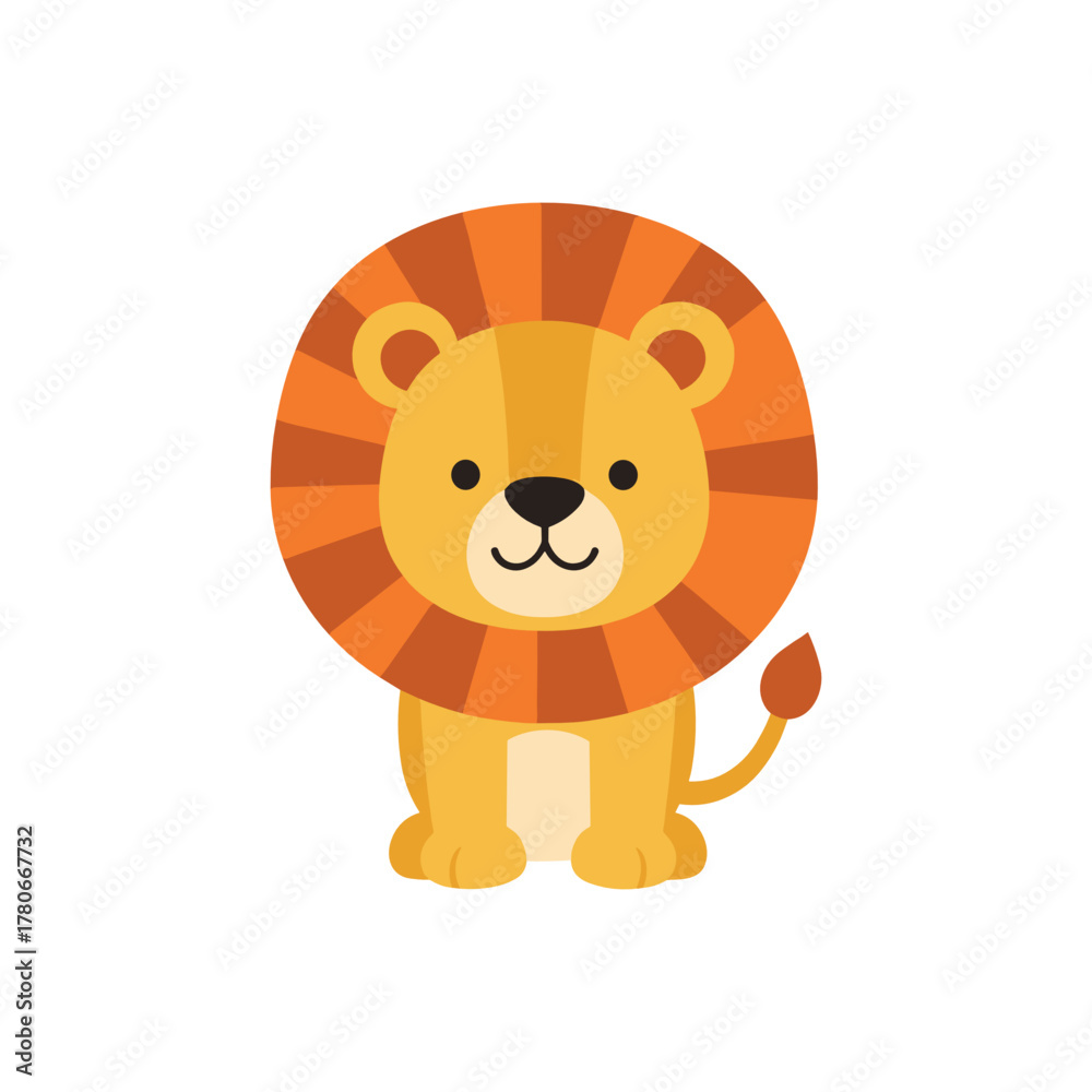Obraz premium Cute cartoon lion character with orange mane in playful pose 