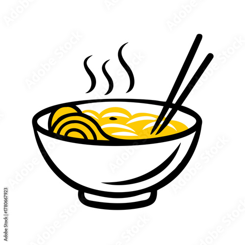 Minimalist Vector Illustration of Ramen Bowl with Nori Sheet