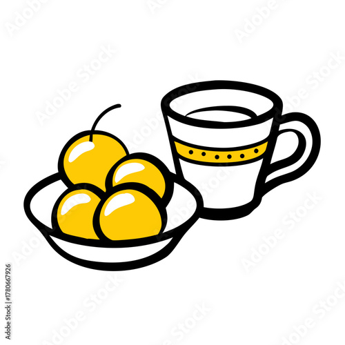 Minimalist Illustration of Dango Sweets on Black Background