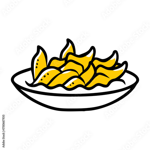 Minimalist Vector Illustration of Fried Tempura Vegetables
