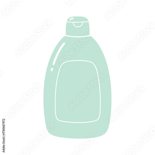 Mint green shower gel bottle in minimalist design  