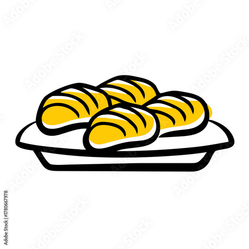 Minimal Sushi Plate with Yellow and Black Graphic Design