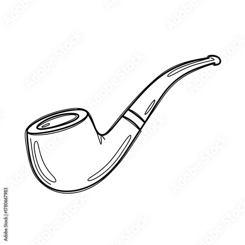 Classic smoking pipe illustration in outlined style  