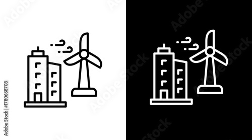 Wind Turbine  White Icon Set Design