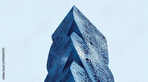 Contemporary Urban Skyscraper with Innovative Geometric Façade Design.
