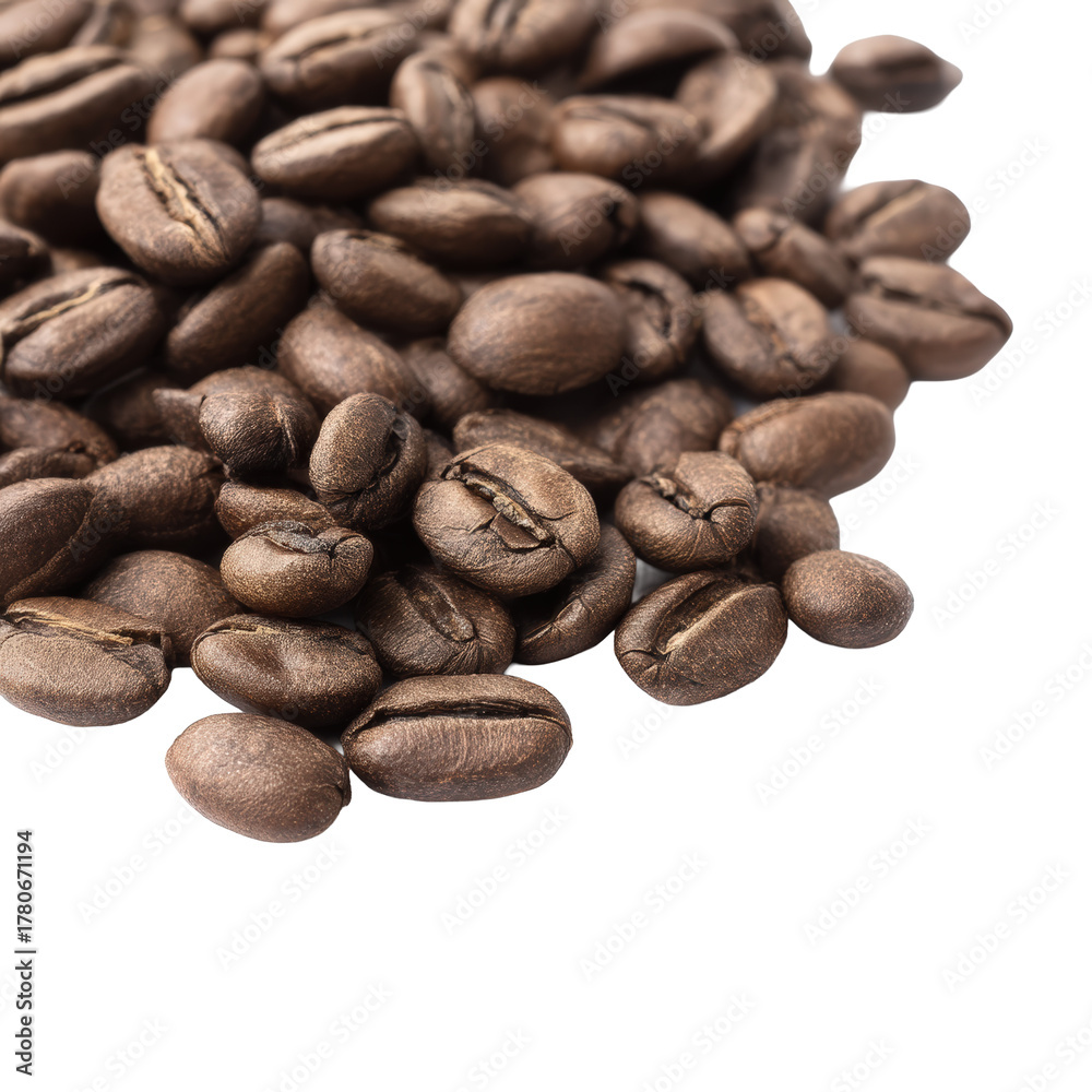 Naklejka premium Origami a pile of roasted coffee beans isolated on transparent background