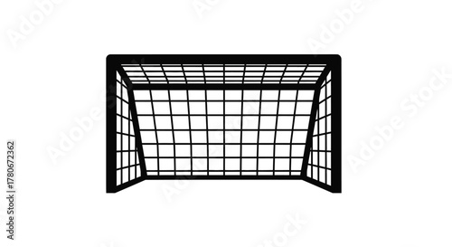 Simple black and white illustration of a soccer goal net structure