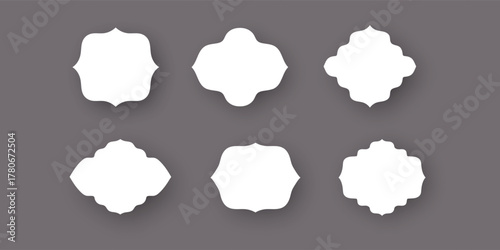 Set of Decorative White Labels and Frames with Shadows