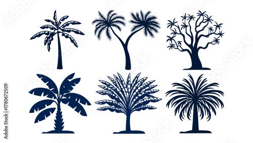 Silhouette Tree Variety: A captivating collection of meticulously crafted tree silhouettes, showcasing an array of intricate shapes and forms that celebrate the beauty of nature. 