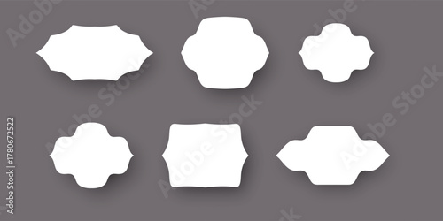 Set of Decorative White Labels and Frames with Shadows