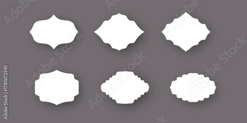 Set of Decorative White Labels and Frames with Shadows
