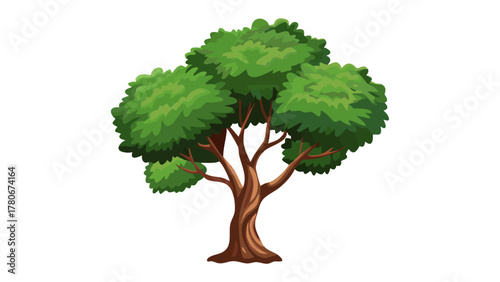 The Verdant Sentinel: A solitary, vibrant tree stands tall, its lush green canopy and sturdy trunk representing nature's enduring presence.