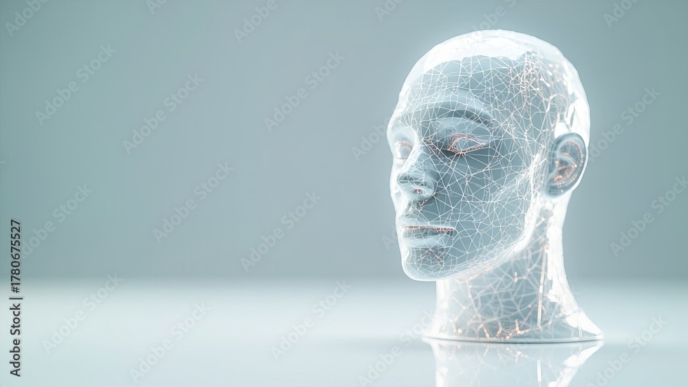 Obraz premium Abstract human head sculpture with textured surface on light background