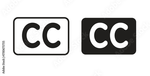 Closed caption icons with simple flat and thin stroke style