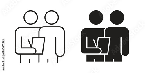 Consulting icons with simple flat and thin stroke style