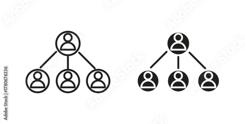 Department head icons with simple flat and thin stroke style