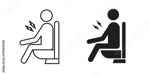 Diarrhea icons with simple flat and thin stroke style