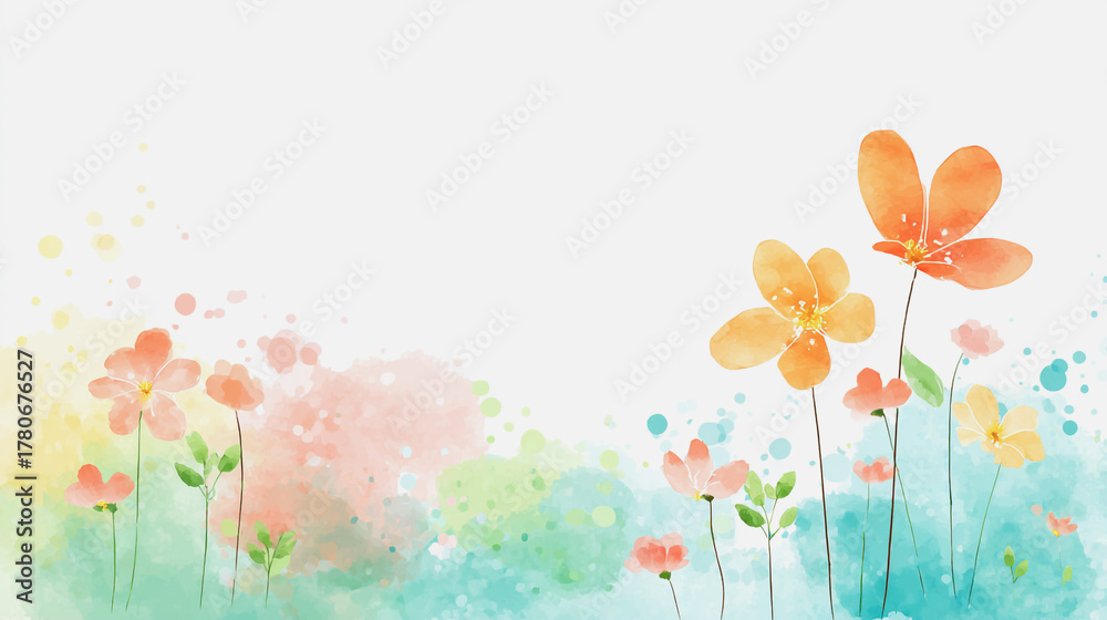 Obraz premium watercolor botanical sunflowers texture template background.Elegant wedding invitation card background . Minimal hand painted Design for wedding or Valentine's Day